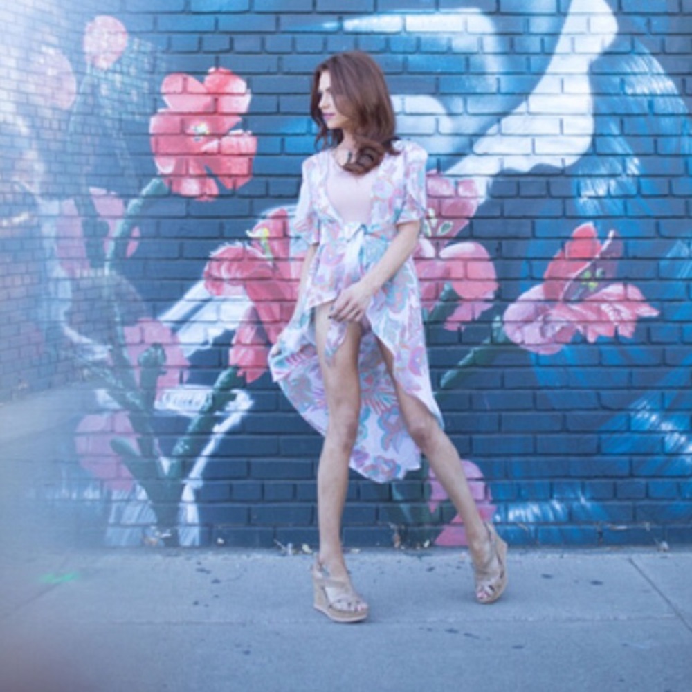 Sheer tie front tunic
